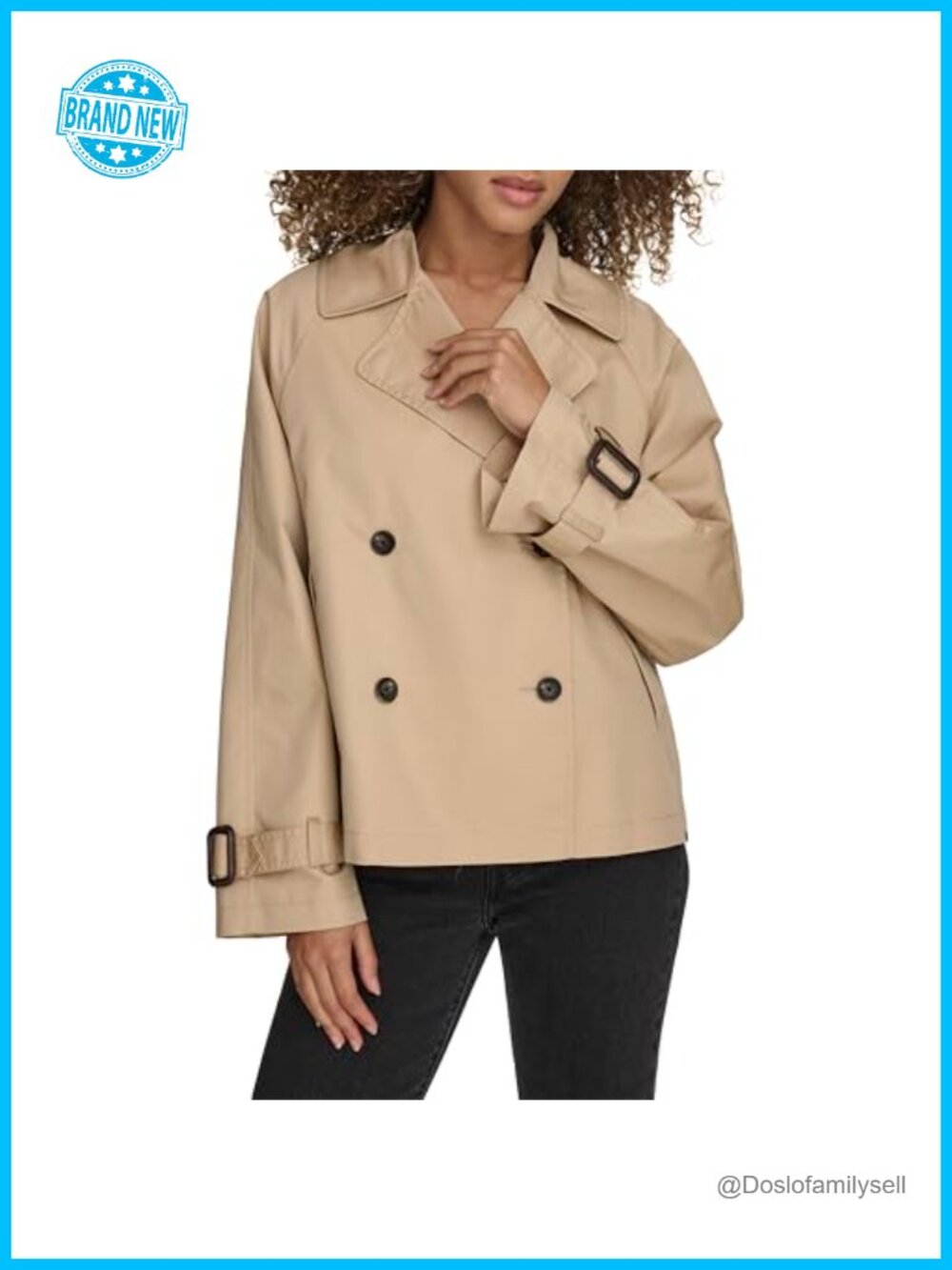 Cropped Double Breasted Trench Coat Button Front Jacket